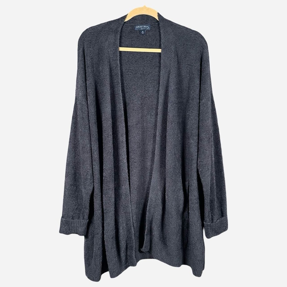 Barefoot Dreams CozyChic Lite Coastline Cardigan 2X Gray Open Front Cozy Soft